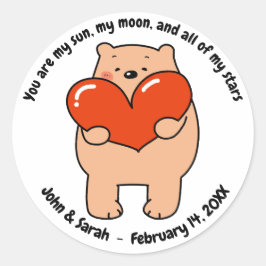 Valentine's Day Dog Love Heart Ronde Sticker