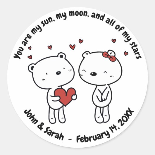 Valentine's Day Dog Love Heart Ronde Sticker (Voorkant)