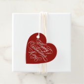 Valentines Day Elegant Calligraphy Deep Red Heart Bedankjes Labels (In situ)