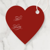 Valentines Day Elegant Calligraphy Deep Red Heart Bedankjes Labels (Achterkant)