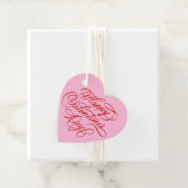 Valentines Day Elegant Calligraphy Pink Heart Bedankjes Labels (In situ)