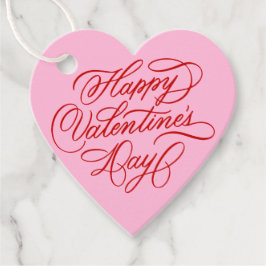 Valentines Day Elegant Calligraphy Pink Heart Bedankjes Labels