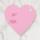 Valentines Day Elegant Calligraphy Pink Heart Bedankjes Labels (Achterkant)