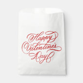 Valentines Day Elegant Deep Red Calligraphy  Bedankzakje (Voorkant)