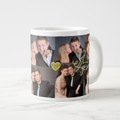 Valentine's Day Elegant Gold Photo Collage  Grote Koffiekop (Voorkant rechts)