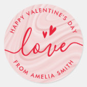 Valentine's Day elegant script blush pink and red Ronde Sticker (Voorkant)
