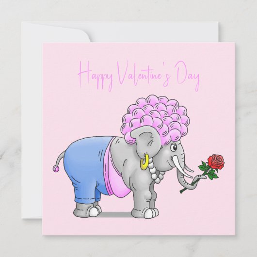 Valentines Day Elephant Feestdagenkaart (Voorkant)