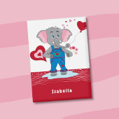 Valentine's Day Elephant Red and White Kid Button