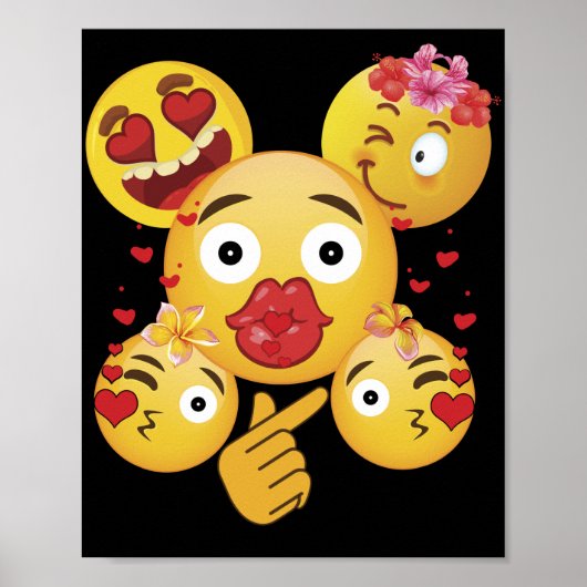 Valentine's Day Emoji Face Love Heart for Kids Poster (Voorkant)