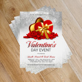 Valentine's Day Event Red Heart Box & Rose Petals Flyer