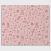 Valentine's Day Festive Pattern Wrapping Paper Cadeaupapier (Vlak)