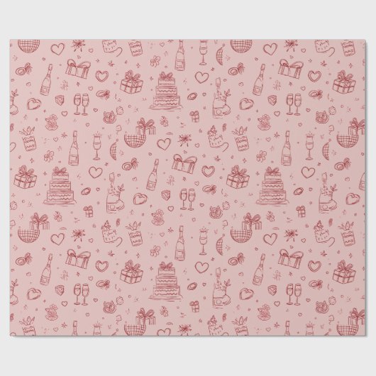 Valentine's Day Festive Pattern Wrapping Paper Cadeaupapier (Vlak)