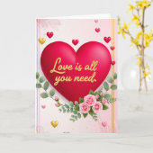 Valentines day Folded Greeting Card Kaart (Gele Bloem)