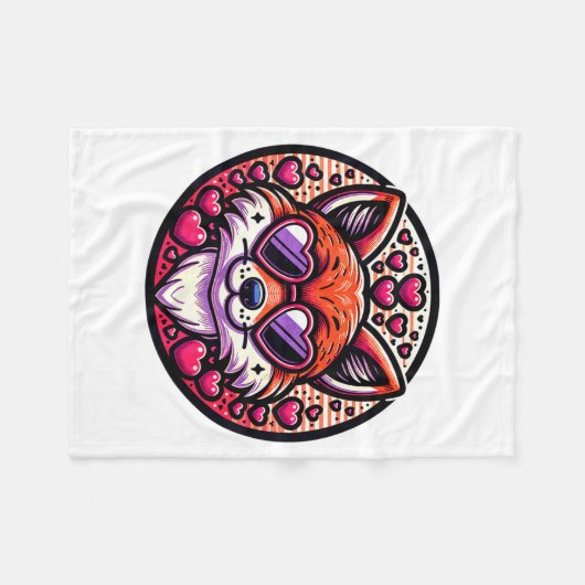 Valentines Day Fox And Matching Couples Foxes  Fleece Deken (Voorkant (Horizontaal))