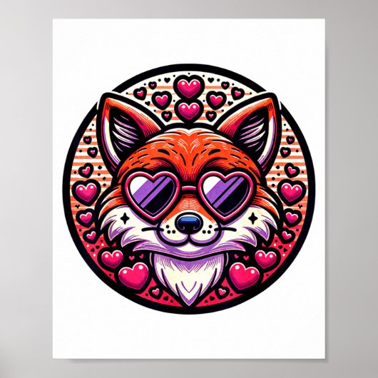 Valentines Day Fox And Matching Couples Foxes Poster (Voorkant)