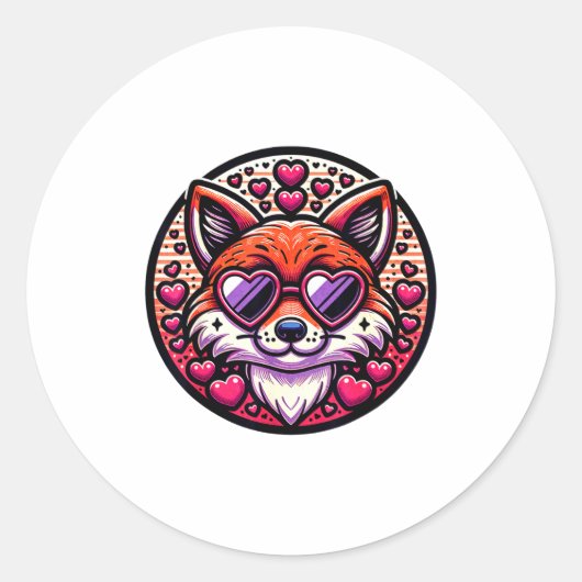 Valentines Day Fox And Matching Couples Foxes  Ronde Sticker (Voorkant)