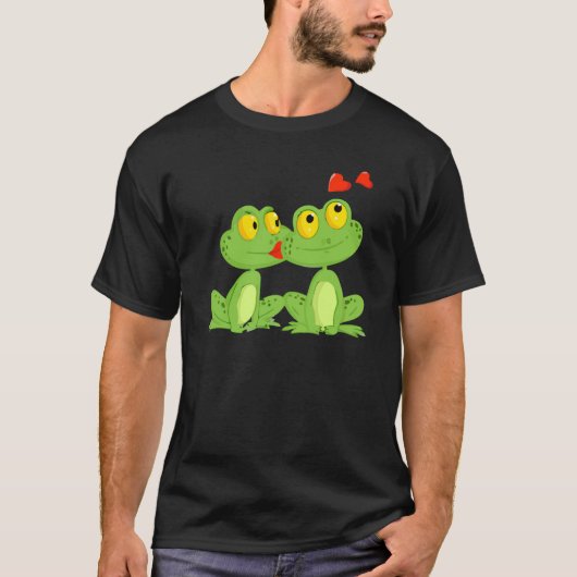 Valentines Day Frogs Heart Boyfriend Girlfriend T-shirt (Voorkant)