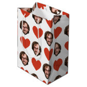 Valentines Day Funny Custom Face Photo Love Heart Medium Cadeauzakje (Achterkant Gekanteld)