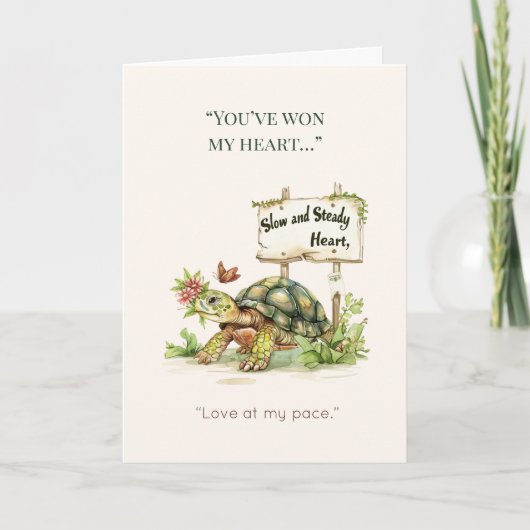 Valentine's Day Funny Slow & Steady Valentine Card Feestdagen Kaart (Voorkant)