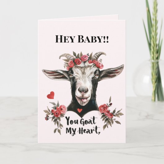 Valentine's Day Funny You Goat My Heart Card Feestdagen Kaart (Voorkant)