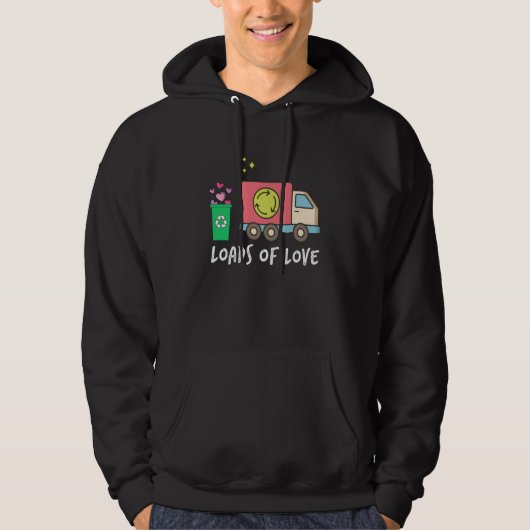 Valentines Day Garbage Truck Loads Of Love Boys Ki Hoodie (Voorkant)