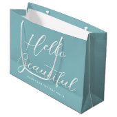 Valentine's Day Gift Bag Elegant Script Blue Groot Cadeauzakje (Voorkant Gekanteld)