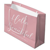 Valentine's Day Gift Bag Elegant Script Pink White Groot Cadeauzakje (Voorkant Gekanteld)