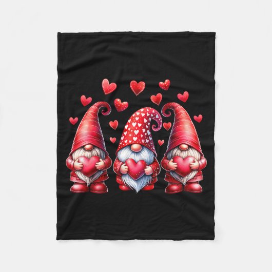 Valentines Day Gnomes Cute Red Hearts Love Gnome W Fleece Deken (Voorkant)