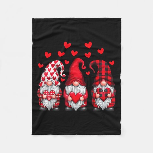 Valentines Day Gnomes Cute Red Hearts Love Gnome W Fleece Deken (Voorkant)