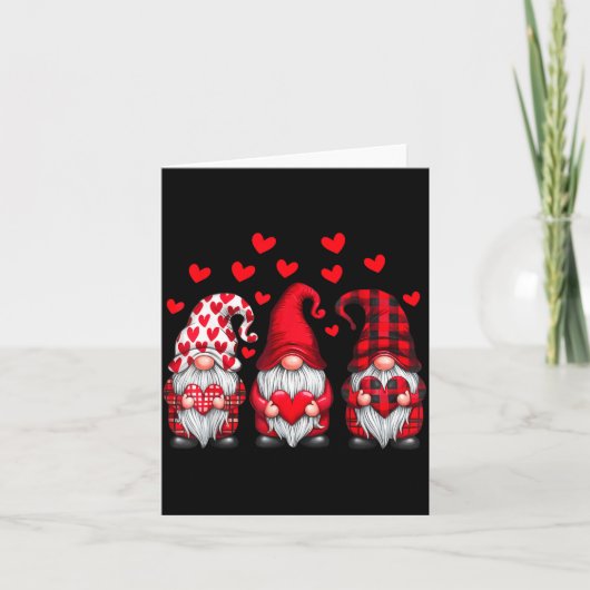 Valentines Day Gnomes Cute Red Hearts Love Gnome W Kaart (Voorkant)