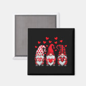 Valentines Day Gnomes Cute Red Hearts Love Gnome W Magneet (Voorkant / Achterkant)