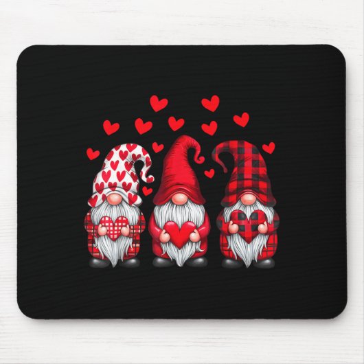 Valentines Day Gnomes Cute Red Hearts Love Gnome W Muismat (Voorkant)