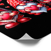 Valentines Day Gnomes Cute Red Hearts Love Gnome W Poster (Hoek)