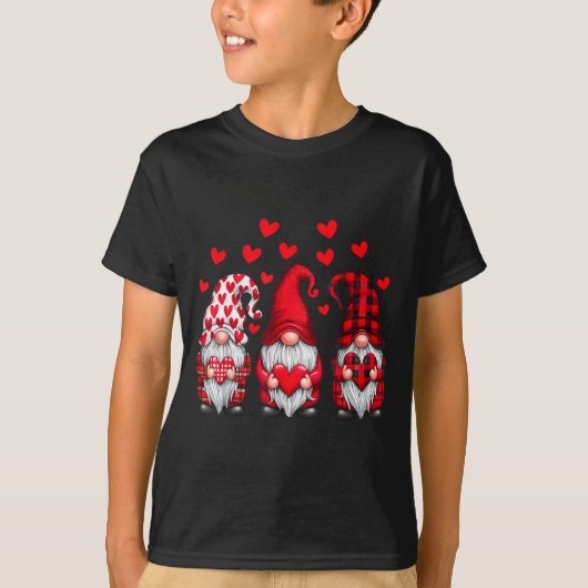 Valentines Day Gnomes Cute Red Hearts Love Gnome W T-shirt (Voorkant)