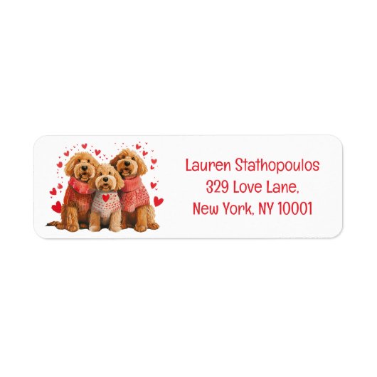 Valentines Day Goldendoodle Dogs Etiket (Voorkant)