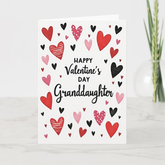 Valentines Day Granddaughter Hearts Card Kaart (Voorkant)