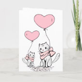 Valentine's Day Greeting Card Cat Pink Hearts  Feestdagen Kaart (Achterkant)