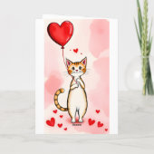 Valentine's Day Greeting Card Cat Red Hearts  Feestdagen Kaart (Achterkant)