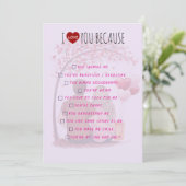 Valentine's Day Greeting Card - I Love You Because Feestdagenkaart (Staand voorkant)