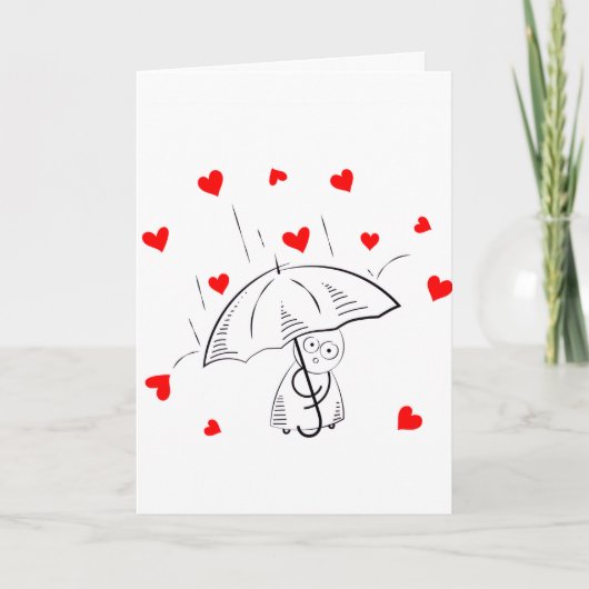 Valentine's Day Greeting Card Umbrella Red Hearts  Feestdagen Kaart (Voorkant)