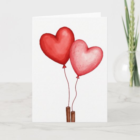 Valentines Day Heart Balloons Card Kaart (Voorkant)