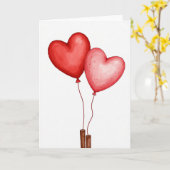 Valentines Day Heart Balloons Card Kaart (Gele Bloem)