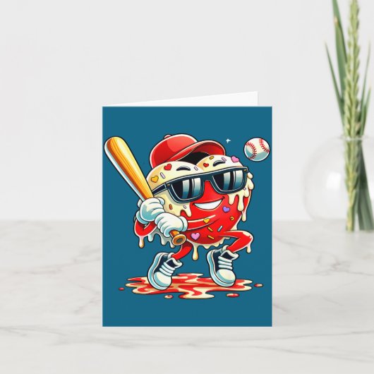 Valentines Day Heart Baseball Drip Ice Cream Boys  Kaart (Voorkant)