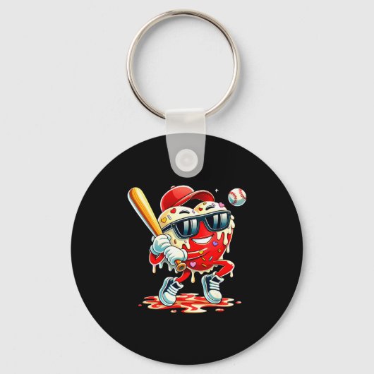 Valentines Day Heart Baseball Drip Ice Cream Boys  Sleutelhanger (Voorkant)