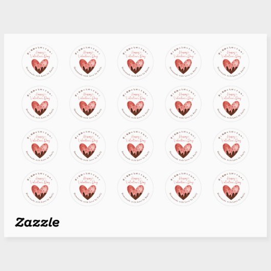 Valentines Day Heart Chocolate Cute Bakery Ronde Sticker (Vel)