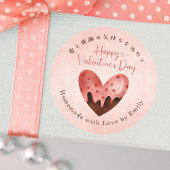 Valentines Day Heart Chocolate Kraft Paper Rustic Ronde Sticker