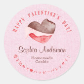 Valentine's Day Heart Chocolate Pink Kraft Ronde Sticker (Voorkant)