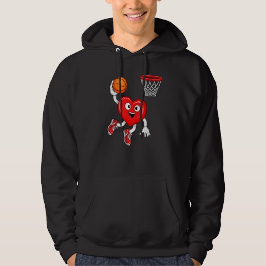 Valentines Day Heart Dunking Basketball Player Adu Hoodie (Voorkant)