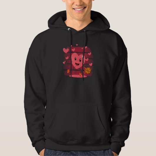 Valentines Day Heart Dunking Basketball Player Coa Hoodie (Voorkant)