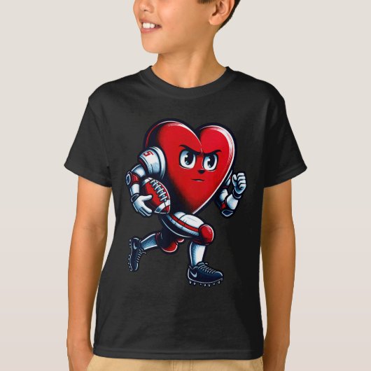 Valentines Day Heart Football Player Team Srts T-shirt (Voorkant)